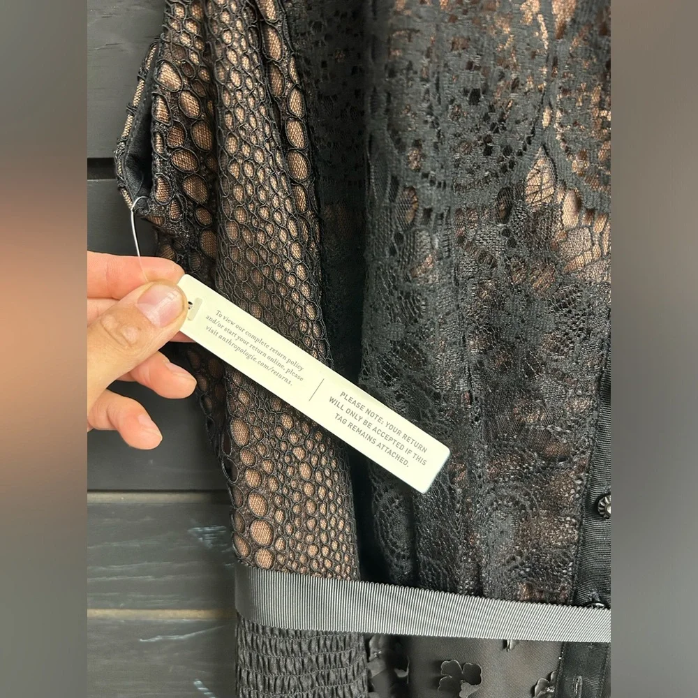 Anthropologie Black  Lace Dress NEW - Picture 5 of 12